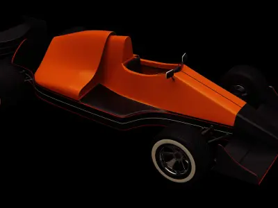 Retro Formula Car Low-poly 3D model