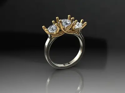 Three stone wedding ring 3D print model