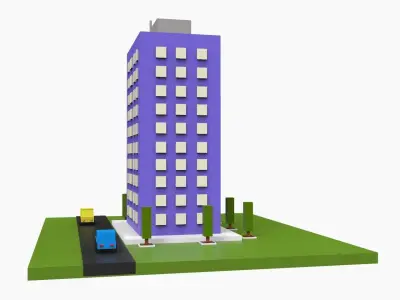 Simple Poly City - Terrian Low-poly 3D model