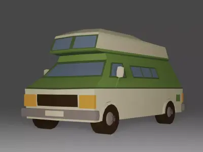 Cartoon low poly camper van 3D model Free low-poly 3D model