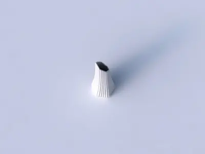 Vase top bent hexagon with extruded vertical lines 3D print model