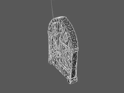 Medieval Arched Wooden Door with Iron Reinforcements 3D model