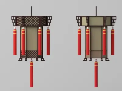 Cartoon Chinese Palace Lantern Low-poly 3D model