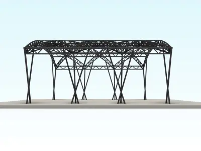 Truss beam - Cylindrical roof model 3D model