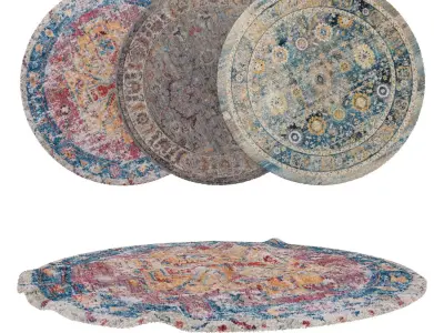 Round Rug Set 70 3D model