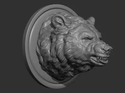Bear grin roar head 3D print model