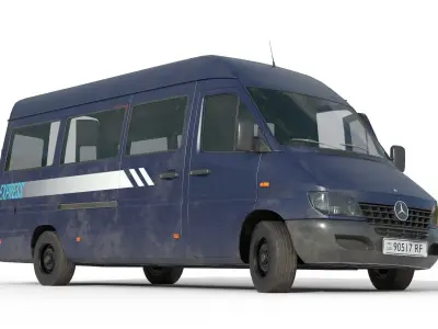 Lowpoly Mercedes Benz Sprinter Game Ready Delivery Van Vehicle Low-poly 3D model