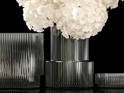 Solemn bouquet of white hydrangea flowers in a vase 367 3D model