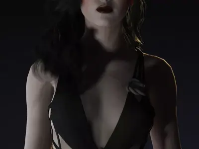 Elegant Vampire Lady  Realistic Gothic Female Character Low-poly 3D model