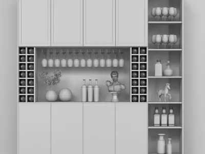 Wardrobe with decor and alcohol 2 3D model