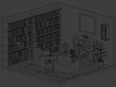 Living room Low-poly 3D model