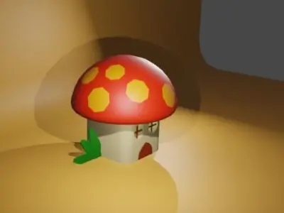 Designing a Smurfs house in a world Low-poly 3D model