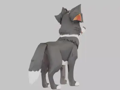 Cartoon Border Collie Model Low-poly 3D model