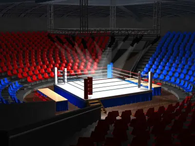 boxing ring Low-poly 3D model