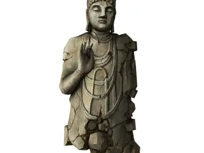 Low Poly Buddha 3D Model Stylized Zen Statue for Games  Low-poly 3D model