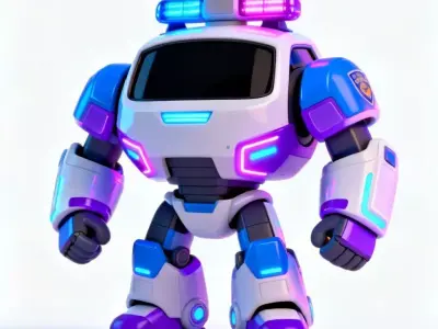 Futuristic Stylized Police Robot Low-poly 3D model