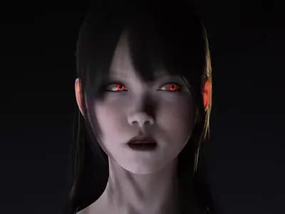 Red-Eyed Dark Vampire Girl  Fully Rigged 3D Character Game Ready Low-poly 3D model