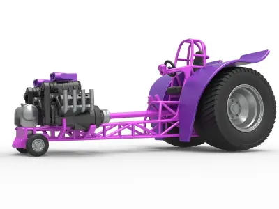 Pulling tractor 2 engines V8 Version 2 Scale 1 to 25 3D print model