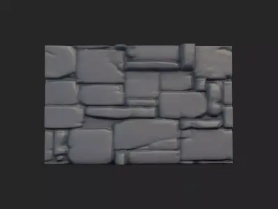Shattered Stone Wall Segment 3D model