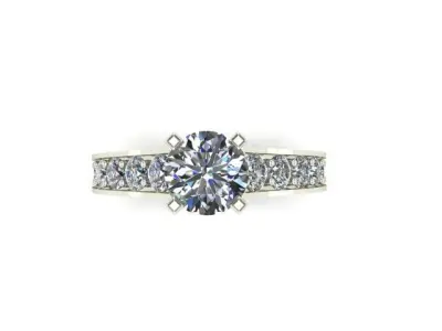 Engagement Ring With Rounded Diamonds 3D model