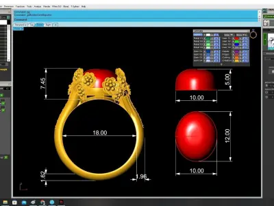 Luxury Oval Gemstone Ring with Floral Details 3D Model 3678 3D print model