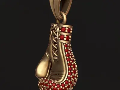 boxing glove pendant with gems 3D print model