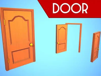 DOOR 2 CARTOON STYLIZED HOME HOUSE Low-poly 3D model