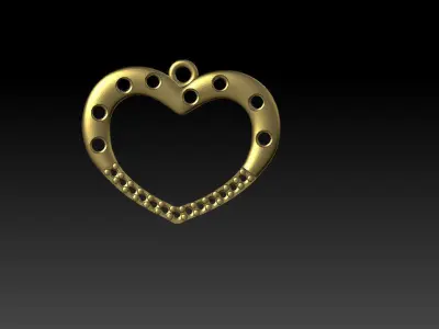 Heart with diamond jewelry 3D print model