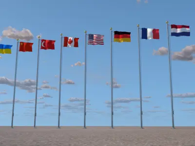 Flags Low-poly 3D model