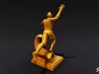 Golden Volleyball Statue Low-poly 3D model