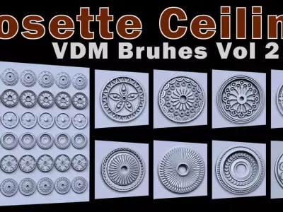 Rosette Ceiling VDM Brushes for Zbrush Vol 2 Low-poly 3D model