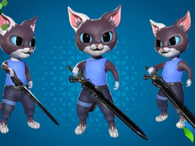 Cat Slayer 003 Low-poly 3D model