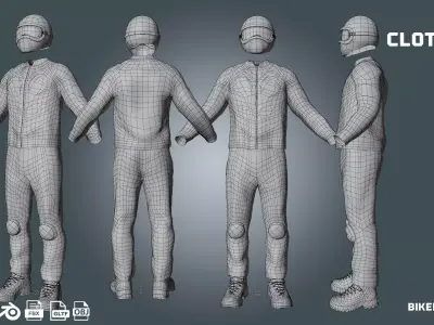 motocross biker dirt -clothyfic outfit Low-poly 3D model