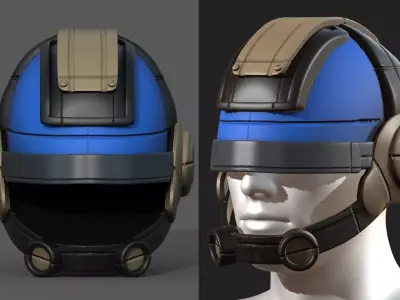 Helmet scifi fantasy futuristic technology  Low-poly 3D model
