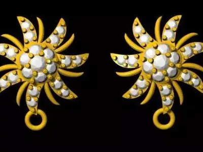 Studs Earrings 3dm and stl file 3D print model