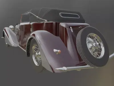 Vintage Roadster 1930s Classic Convertible Car Asset 3D model