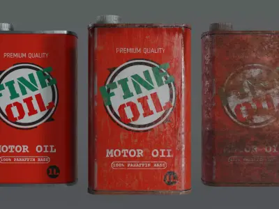 Motor Oil Can - 3 Variants New-Old-Aged and Rusted  Low-poly 3D model
