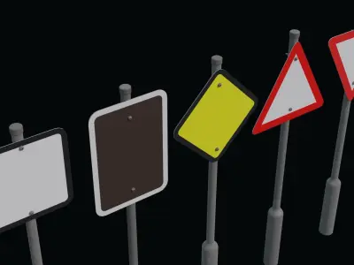 Pack of 10 Roadside billbord Game Ready Free low-poly 3D model