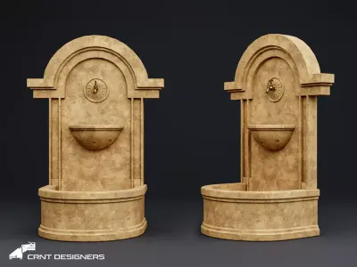 Vintage Wall Water Fountain Low-poly 3D model