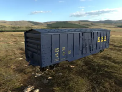 Train Box Car Low-poly 3D model Low-poly 3D model Low-poly 3D model