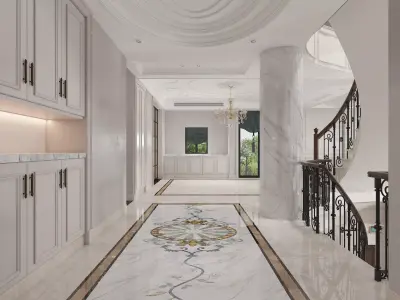 European living room Low-poly 3D model