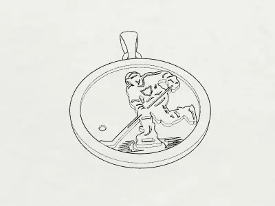 hockey player pendant 3D print model