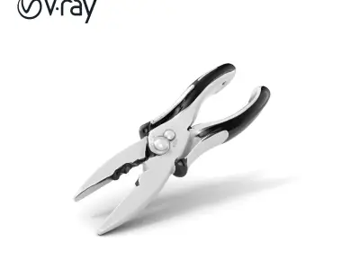 Versatile Pliers with Rubberized Grips and Metallic Finish mo... Low-poly 3D model