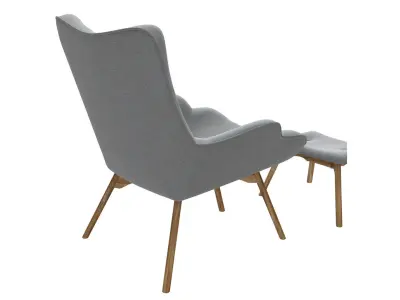 Armchair with pouf  jysk EJERSLEV grey 3D model