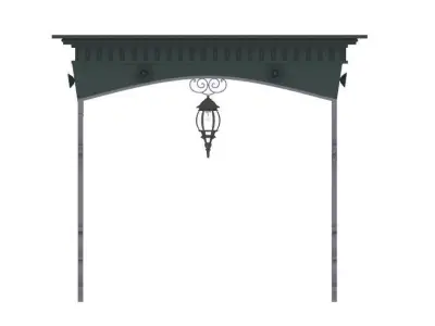 Classic iron wrought marquise-canopy-awning 3D model
