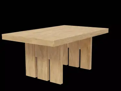 Table wooden 7 Low-poly 3D model