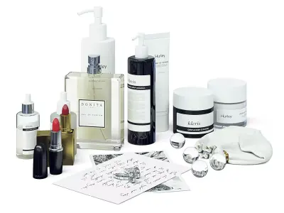 Cosmetics Set 3D Model and beauty products arranged 3D model