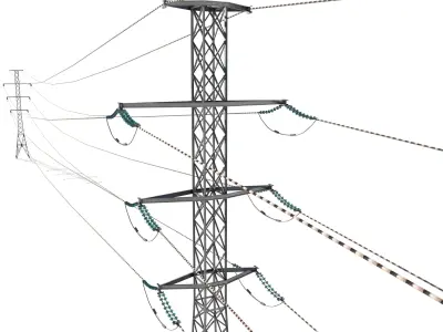 Electricity Pole 26 Low-poly 3D model