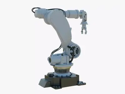 Industrial Robot Arm White Clean Low-poly 3D model