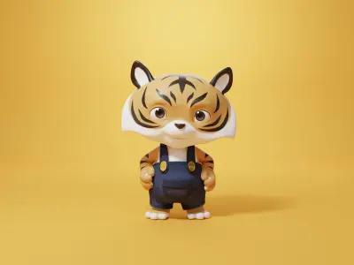 Cartoon Tiger 3d Model Rigged  3D model